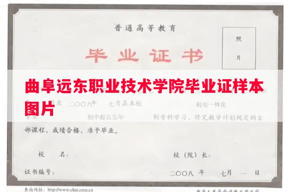 曲阜远东职业技术学院毕业证样本图片