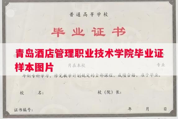 青岛酒店管理职业技术学院毕业证样本图片