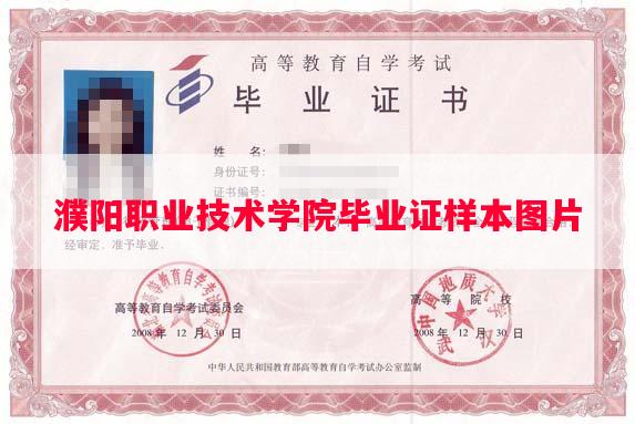 濮阳职业技术学院毕业证样本图片