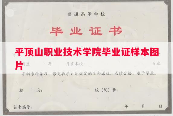 平顶山职业技术学院毕业证样本图片