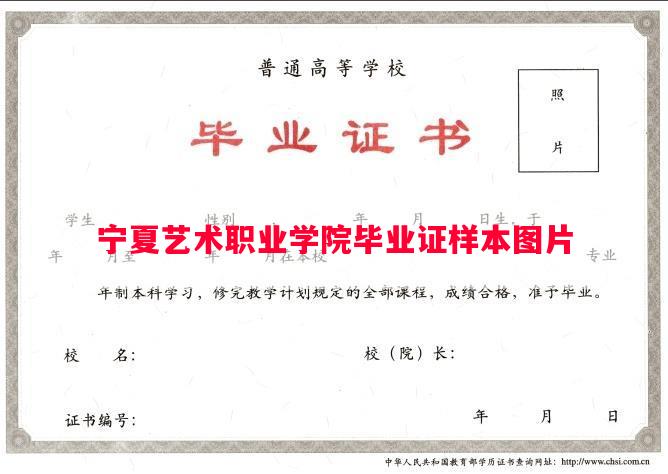 宁夏艺术职业学院毕业证样本图片