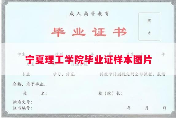 宁夏理工学院毕业证样本图片