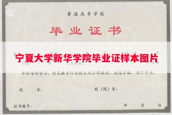 宁夏大学新华学院毕业证样本图片