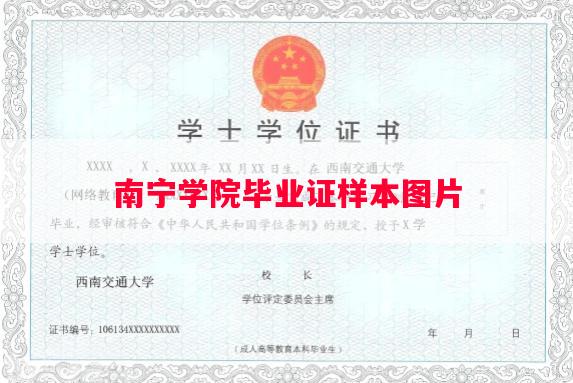 南宁学院毕业证样本图片