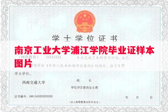 南京工业大学浦江学院毕业证样本图片
