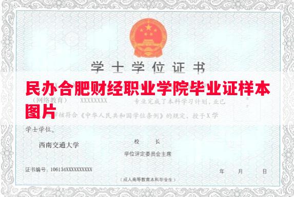 民办合肥财经职业学院毕业证样本图片