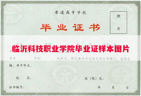 临沂科技职业学院毕业证样本图片