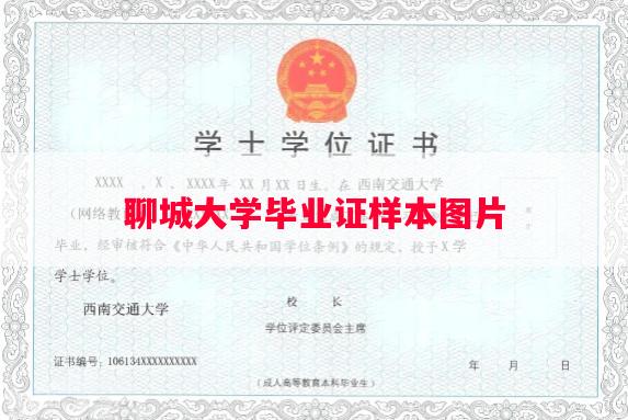 聊城大学毕业证样本图片