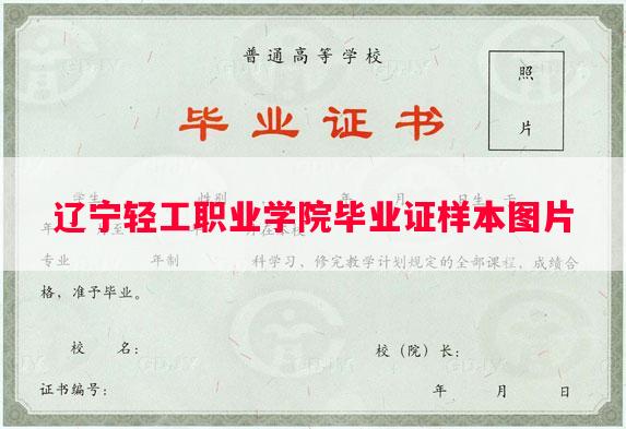 辽宁轻工职业学院毕业证样本图片