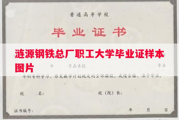 涟源钢铁总厂职工大学毕业证样本图片