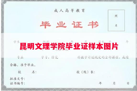 昆明文理学院毕业证样本图片