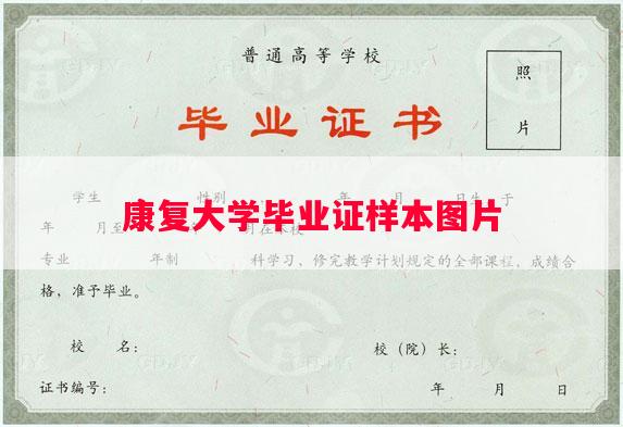 康复大学毕业证样本图片
