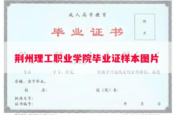 荆州理工职业学院毕业证样本图片