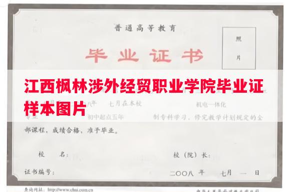 江西枫林涉外经贸职业学院毕业证样本图片