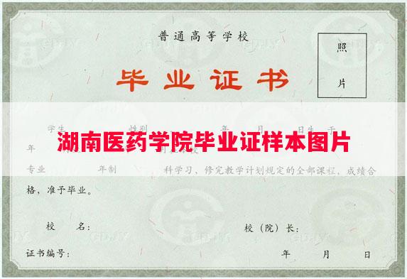 湖南医药学院毕业证样本图片