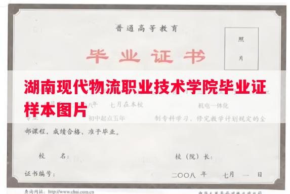 湖南现代物流职业技术学院毕业证样本图片