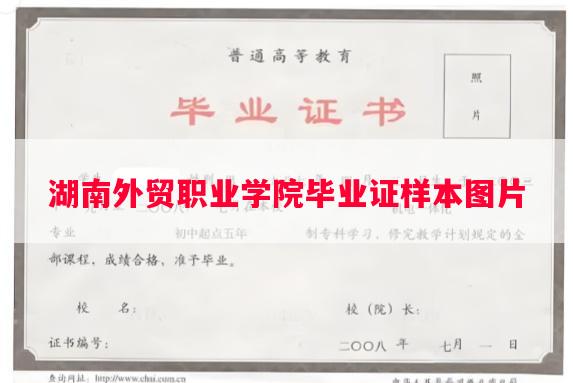 湖南外贸职业学院毕业证样本图片