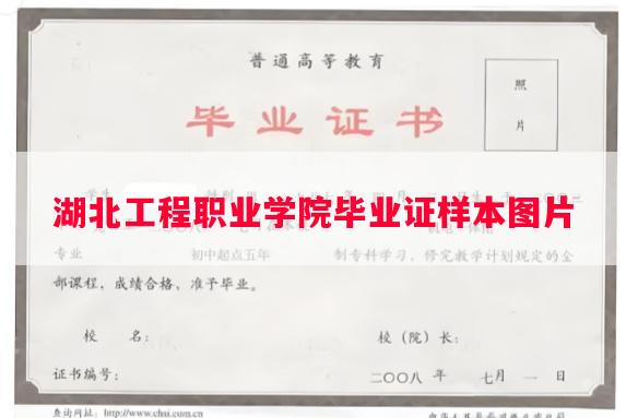 湖北工程职业学院毕业证样本图片