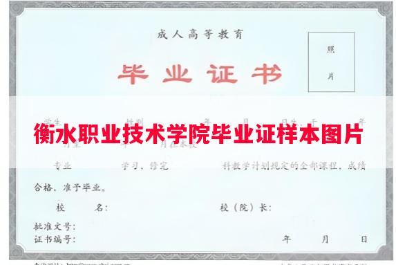 衡水职业技术学院毕业证样本图片