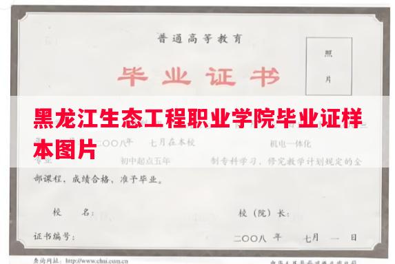 黑龙江生态工程职业学院毕业证样本图片