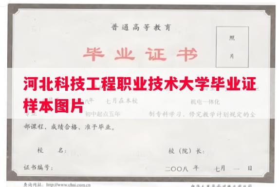 河北科技工程职业技术大学毕业证样本图片
