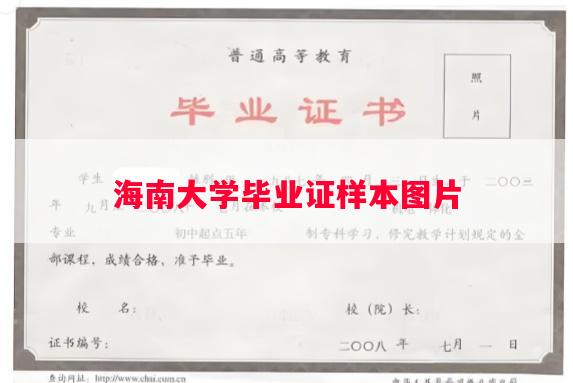 海南大学毕业证样本图片