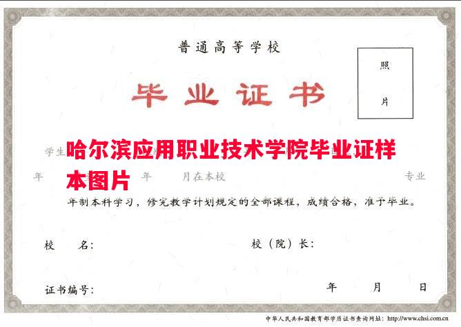 哈尔滨应用职业技术学院毕业证样本图片