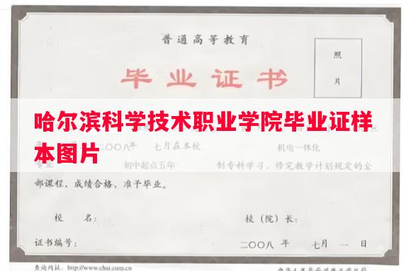 哈尔滨科学技术职业学院毕业证样本图片