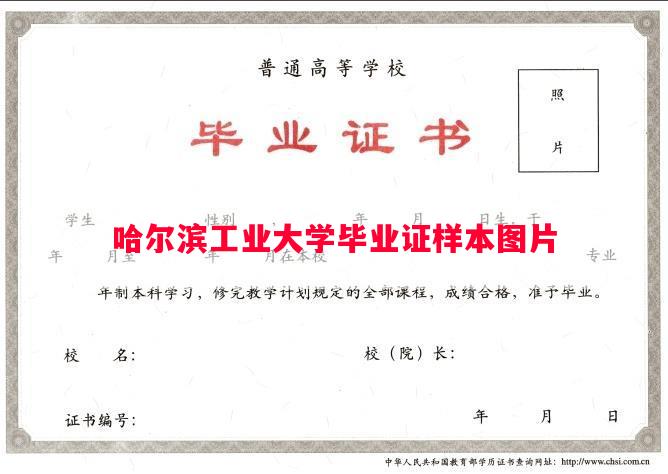 哈尔滨工业大学毕业证样本图片