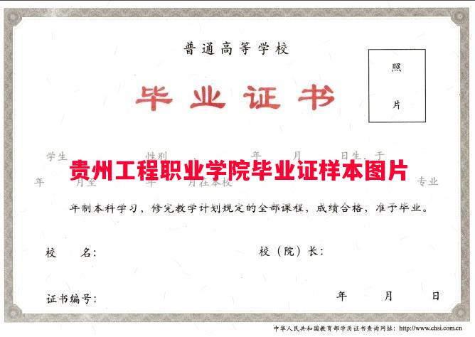 贵州工程职业学院毕业证样本图片