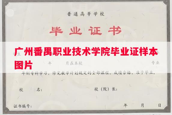 广州番禺职业技术学院毕业证样本图片