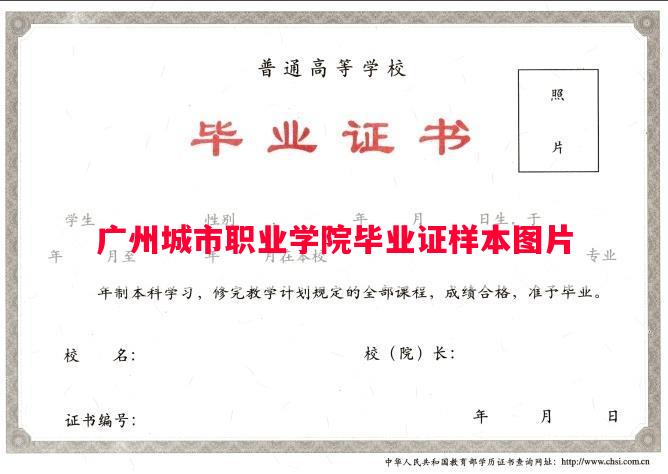 广州城市职业学院毕业证样本图片