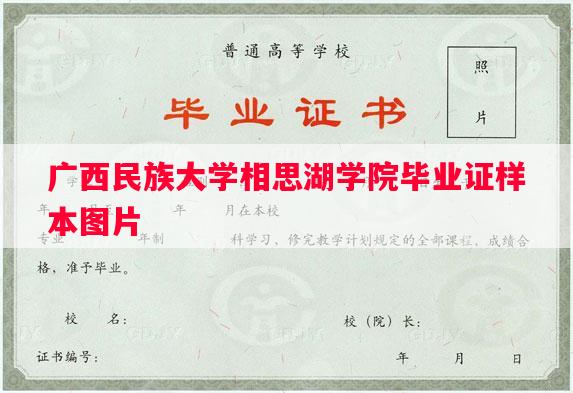 广西民族大学相思湖学院毕业证样本图片