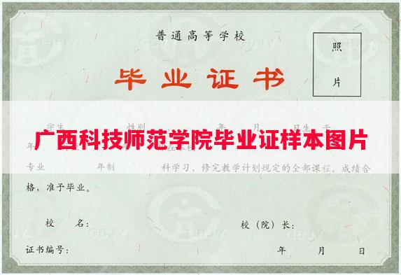 广西科技师范学院毕业证样本图片