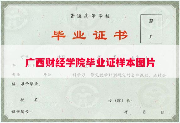 广西财经学院毕业证样本图片