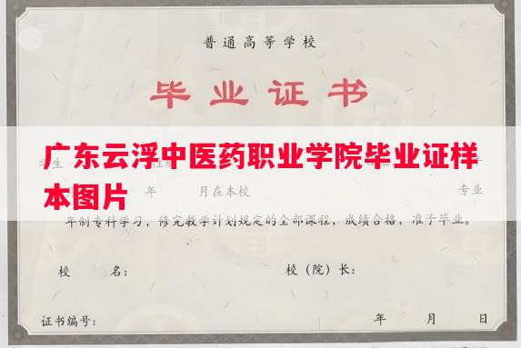 广东云浮中医药职业学院毕业证样本图片