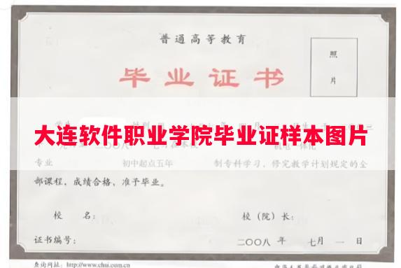 大连软件职业学院毕业证样本图片