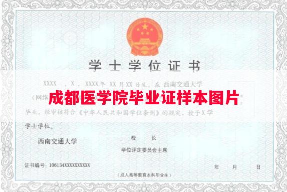 成都医学院毕业证样本图片