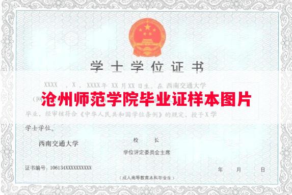 沧州师范学院毕业证样本图片