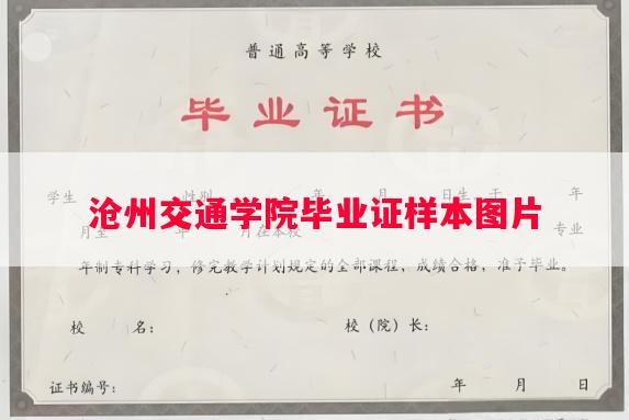 沧州交通学院毕业证样本图片