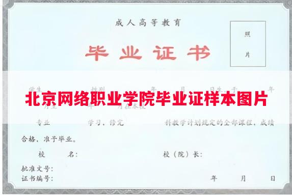 北京网络职业学院毕业证样本图片