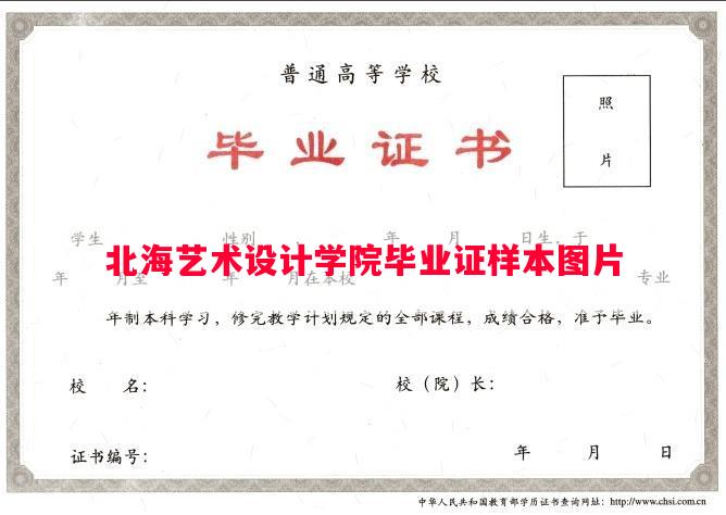 北海艺术设计学院毕业证样本图片