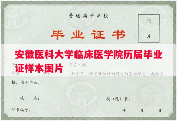 安徽医科大学临床医学院历届毕业证样本图片