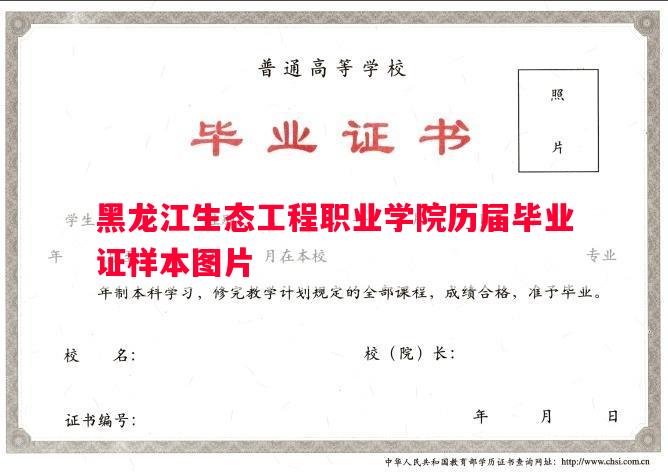 黑龙江生态工程职业学院历届毕业证样本图片